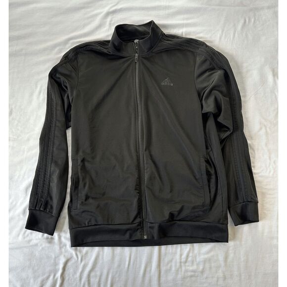 Men's Adidas Black Track Jacket Size XL, Pockets, Full Zip, Black Stripes - Picture 1 of 6